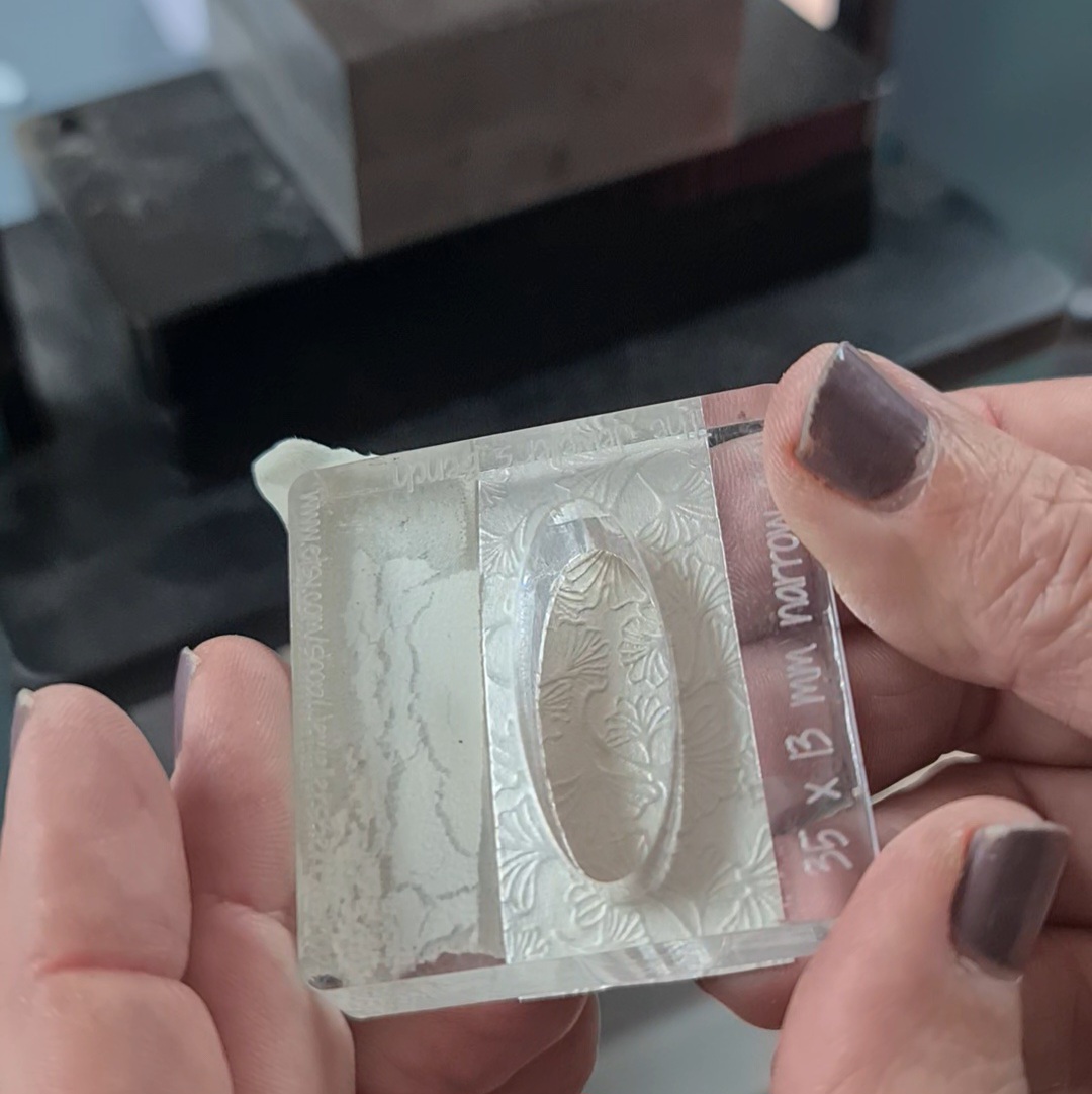 set up the silver on the silhouette die